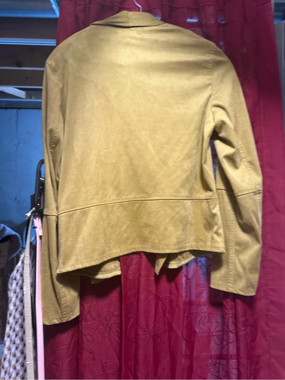 Max Studio Mustard Draped Suede Blazer